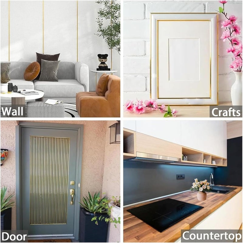 YZCFWJ Silver 13.1Ft Peel and Stick Wall Molding Trim,Gold Trim,for Bathroom Mirror Border Flexible Molding Strip,Wall,Window & Door Photo Frame Tile Edge Strip(W 0.31in) - Image 4